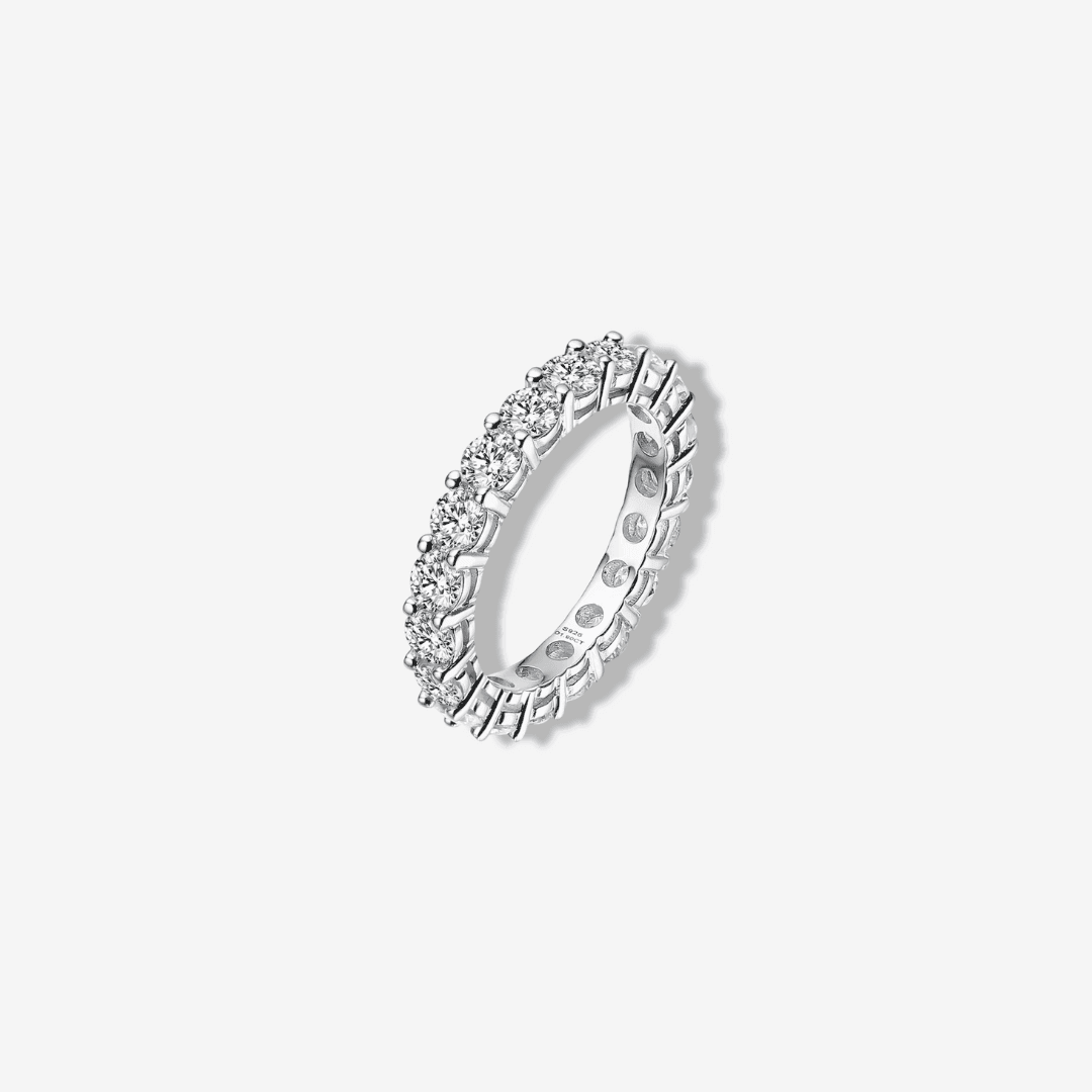 Classic Eternity Ring, Moissanite, Yellow Gold Band - MargalitRings