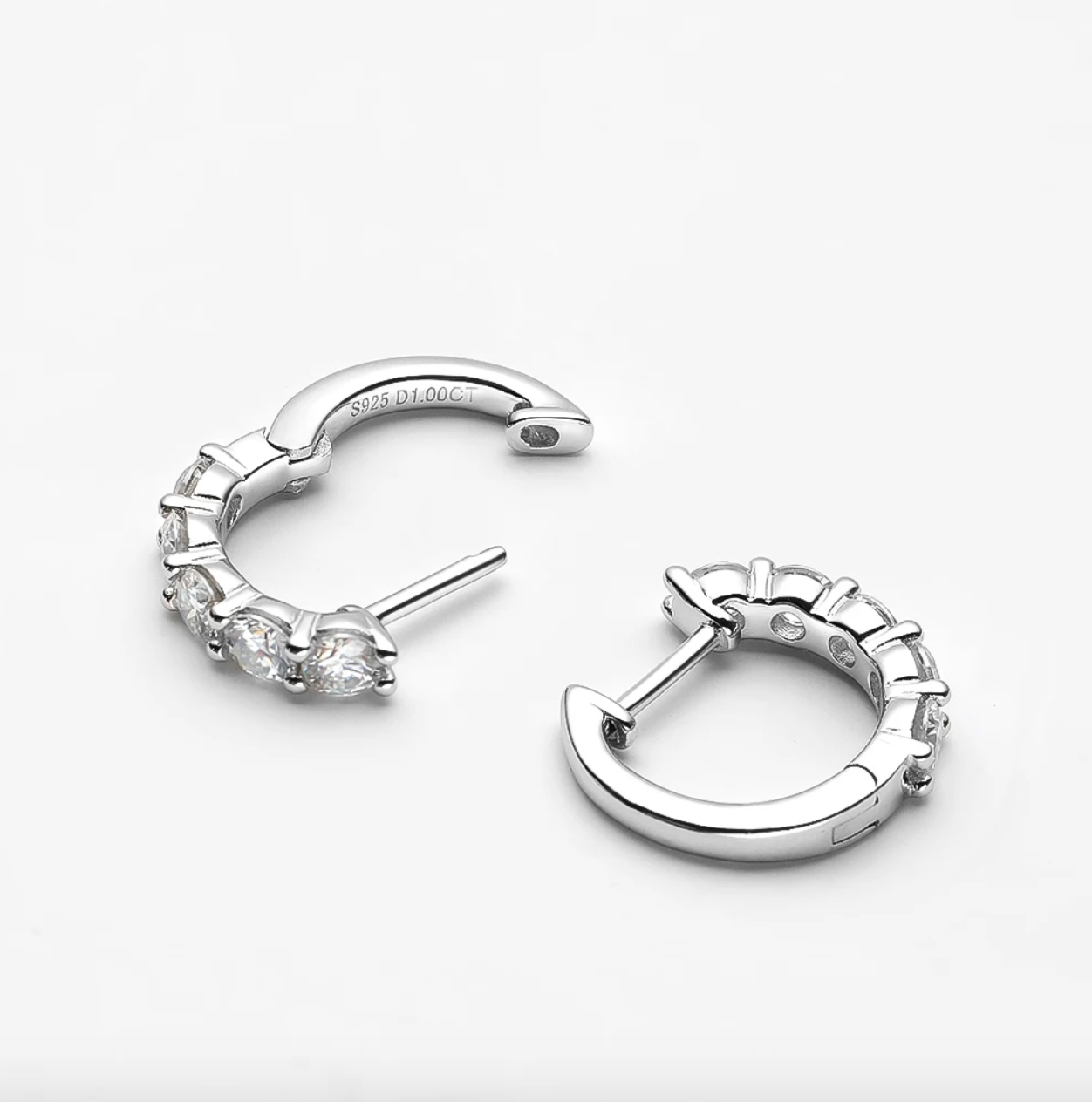 1 Carat, Bridal, Wedding Day Hoops, Sterling Silver diamond hoops