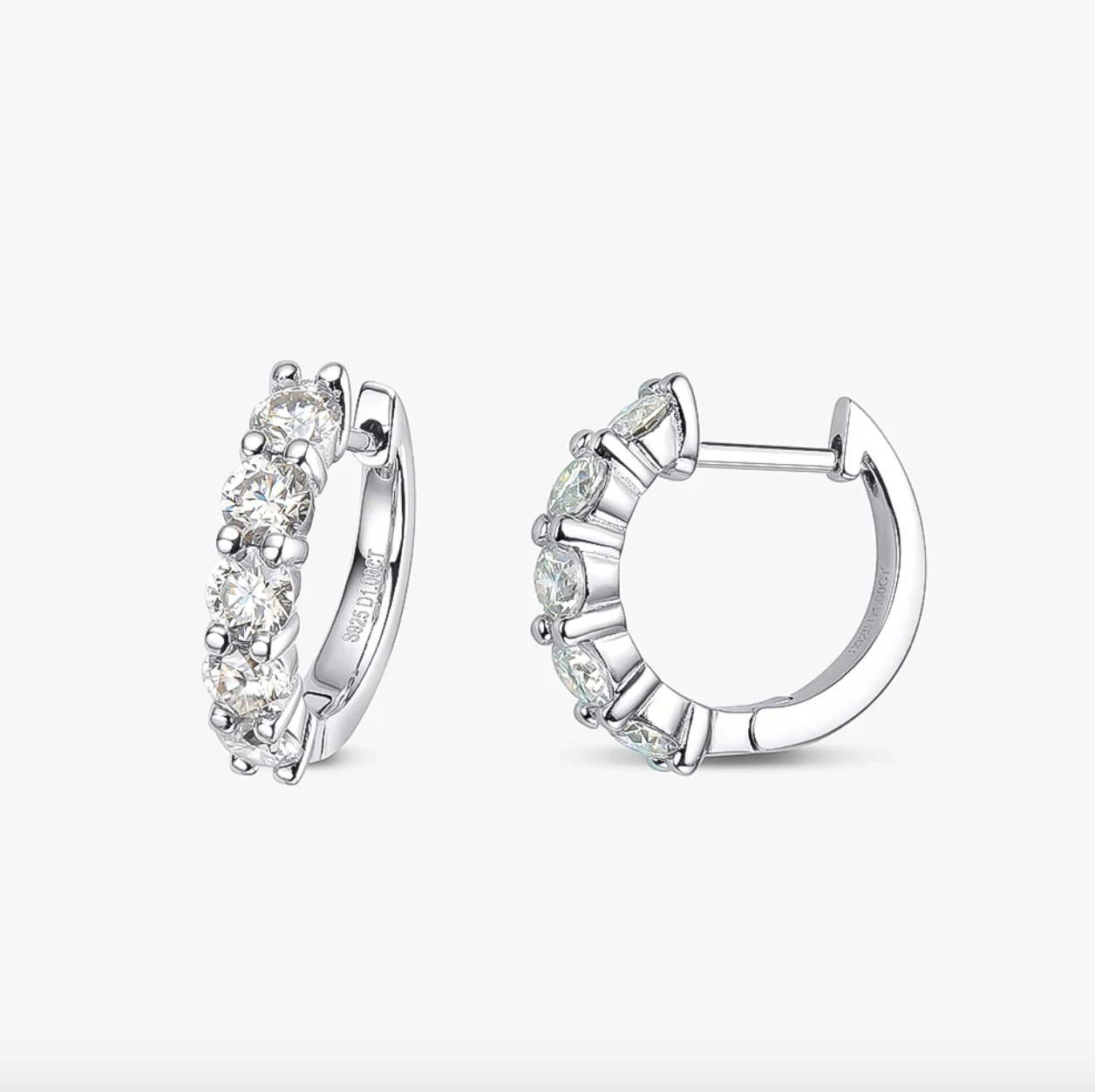 1 Carat, Bridal, Wedding Day Hoops, Sterling Silver