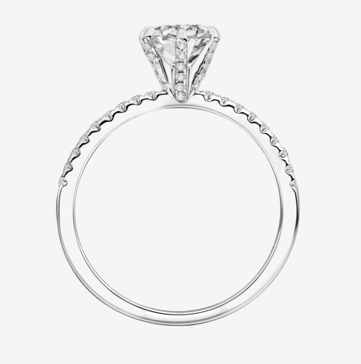 Round Cut Engagement Ring, 1 Carat, Sterling Silver - MargalitRings