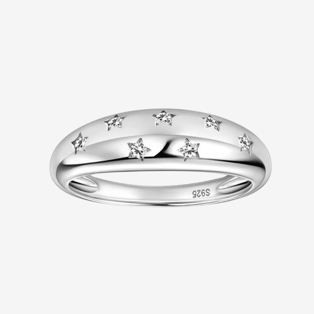 Scattered Star Inlay Ring Yellow Gold - MargalitRings