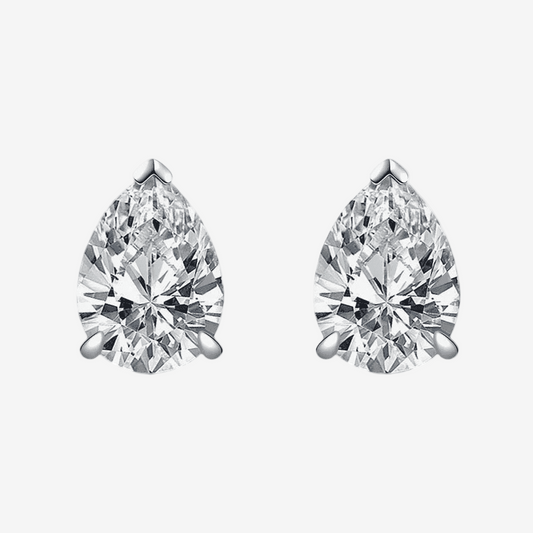 2 Carat Pear Shape Diamond Bridal Studs Sterling Silver - MargalitRings