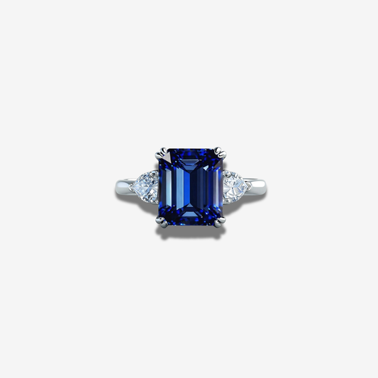 3.5 Carat, Sapphire & Diamond Ring, Emerald Cut
