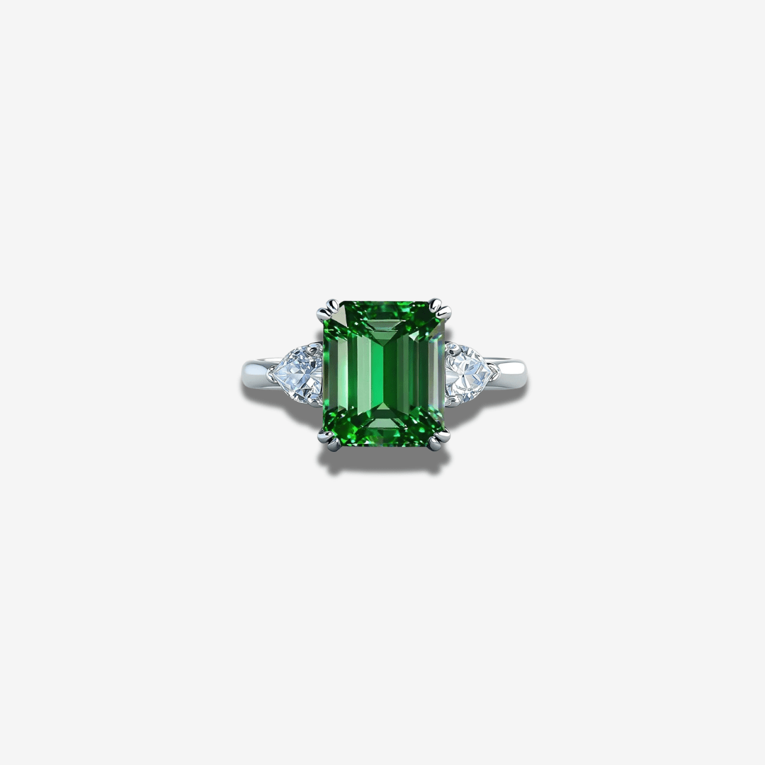 3.5 Carat, Colombian Emerald & Diamond Ring, Emerald Cut - MargalitRings