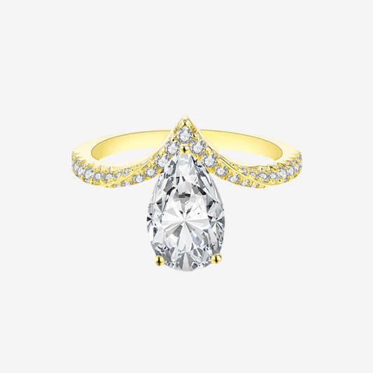 Pear Shape Engagement Ring, 3 Carats, Sterling Silver - MargalitRings
