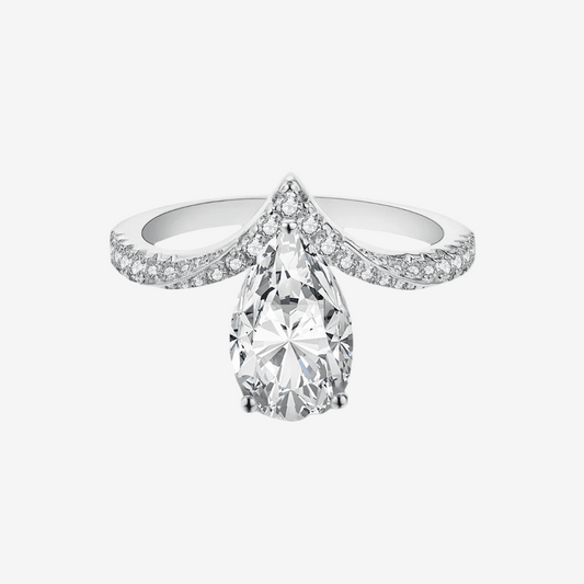 Pear Shape Engagement Ring, 3 Carats, Sterling Silver - MargalitRings