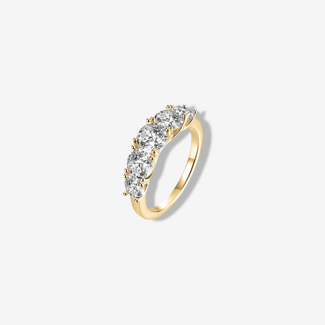 5 Stone Eternity Ring, Yellow Gold, 3.6 Carats - MargalitRings