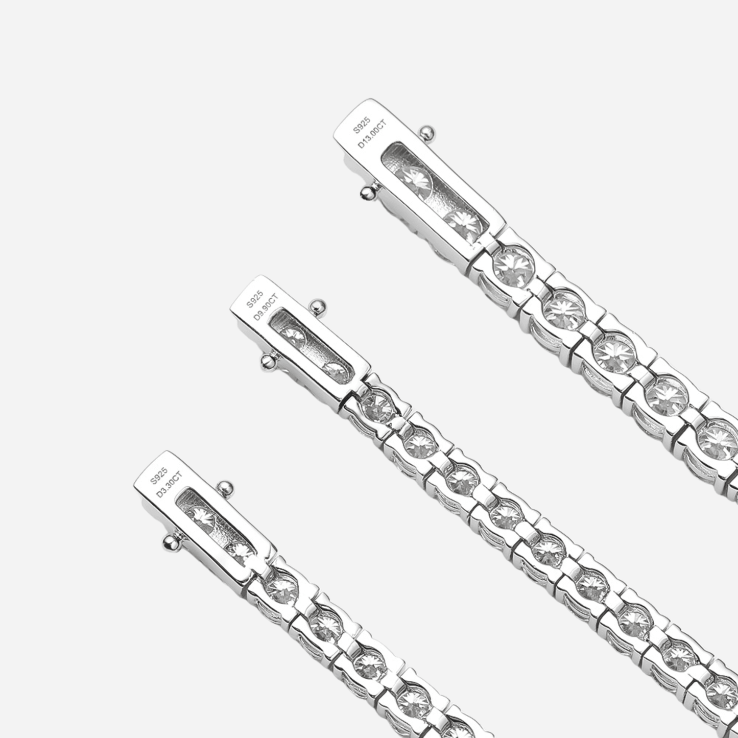 Moissanite Round, Tennis Bracelet, Sterling Silver - MargalitRings