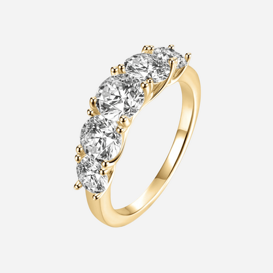 5 Stone Eternity Ring, Yellow Gold, 3.6 Carats - MargalitRings