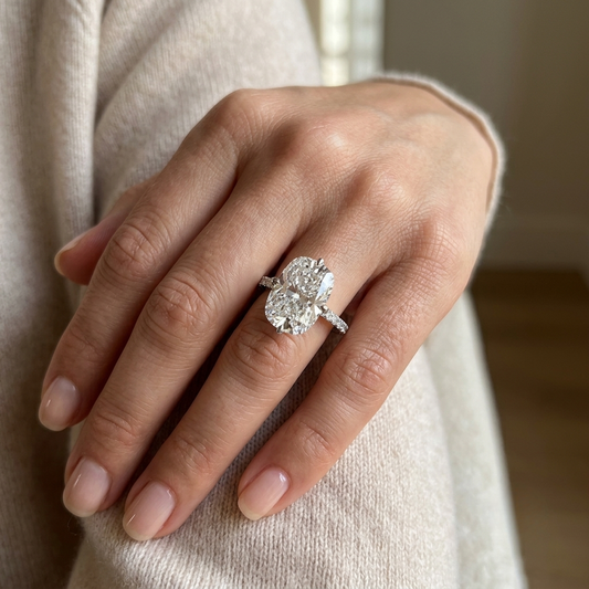 Cushion Cut Engagement Ring, 6 Carats, Halo, Silver