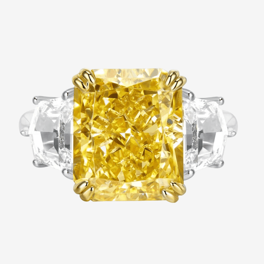 6 Carat, Fancy Yellow, Radiant Cut, Cocktail Ring - MargalitRings
