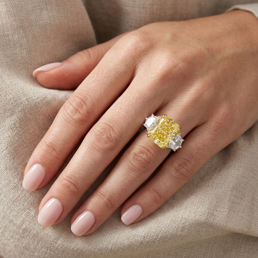 6 Carat, Fancy Yellow, Radiant Cut, Cocktail Ring