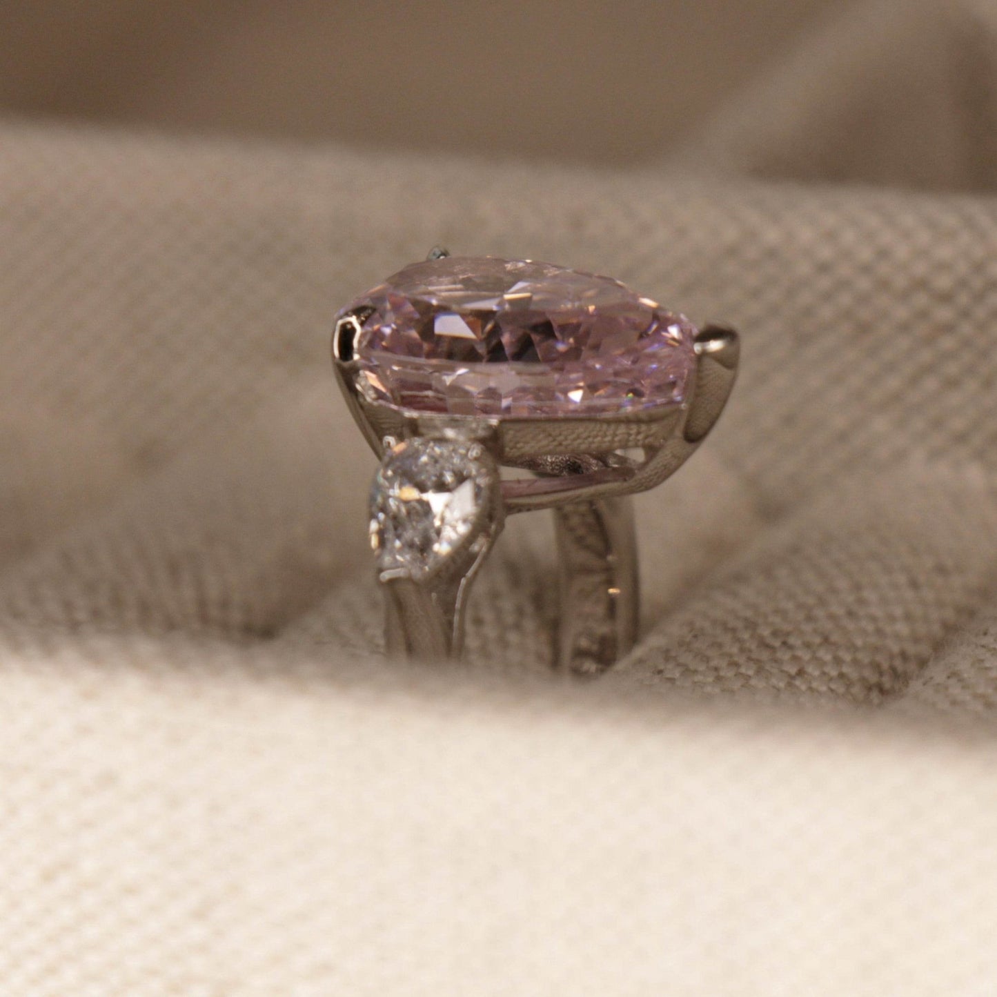 8 Carat, Anna Kournikova, Fancy Pink, Pear Shape Cocktail Ring - MargalitRings