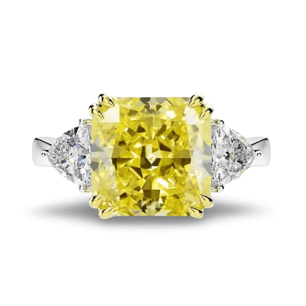 9.52 Carat, Fancy Yellow, Princess Cut, Cocktail Ring - MargalitRings