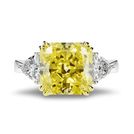 9.52 Carat, Fancy Yellow, Princess Cut, Cocktail Ring - MargalitRings