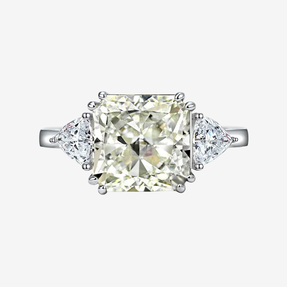 A 3 Carat, Princess Cut, Light Yellow, cocktail ring, Sterling Silver