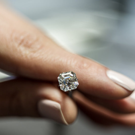 Asscher Cut Diamond Studs, Sterling Silver, 2 Carat