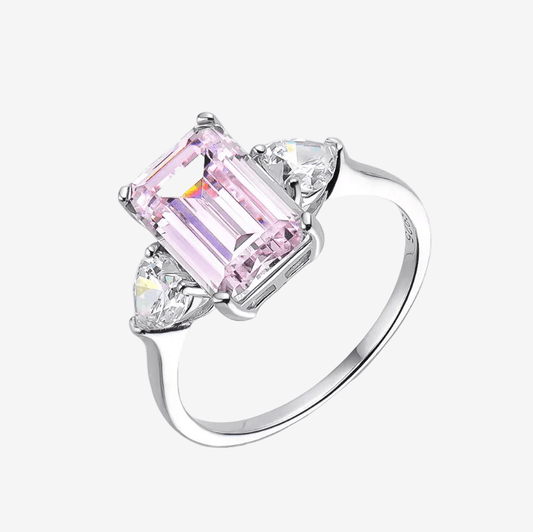 Pink Emerald Cut, 3 Carat Engagement Ring - MargalitRings
