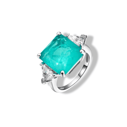 Brazilian Paraiba, 3 Carat, Tourmaline & Diamond, Gemstone Ring - MargalitRings