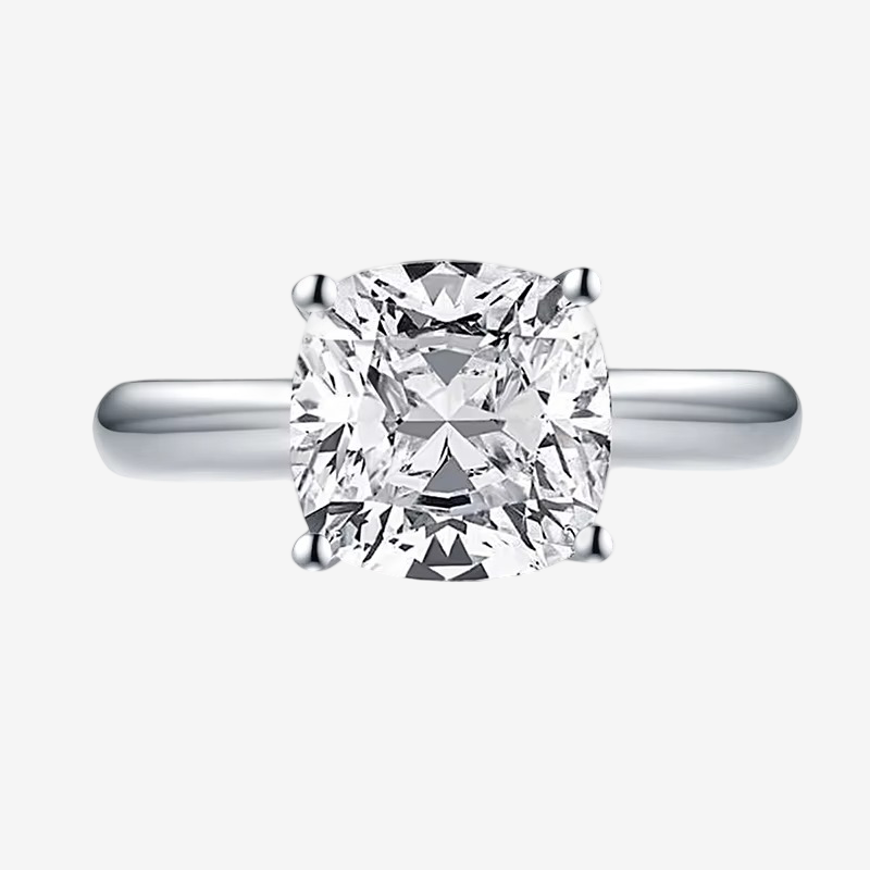 Cushion Cut Engagement Ring, 3 Carats, Sterling Silver