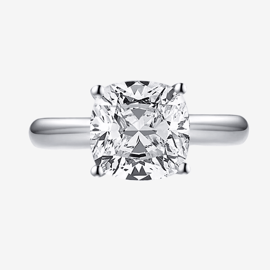 Cushion Cut Engagement Ring, 3 Carats, Sterling Silver - Margalit Rings
