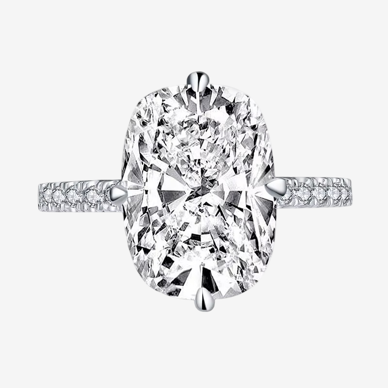 Cushion Cut Engagement Ring, 6 Carats, Halo, Sterling Silver