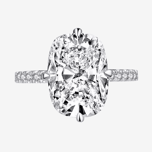 Cushion Cut Engagement Ring, 6 Carats, Halo, Silver - MargalitRings