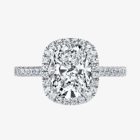 Cushion Cut Halo Engagement Ring, 4 Carats - MargalitRings