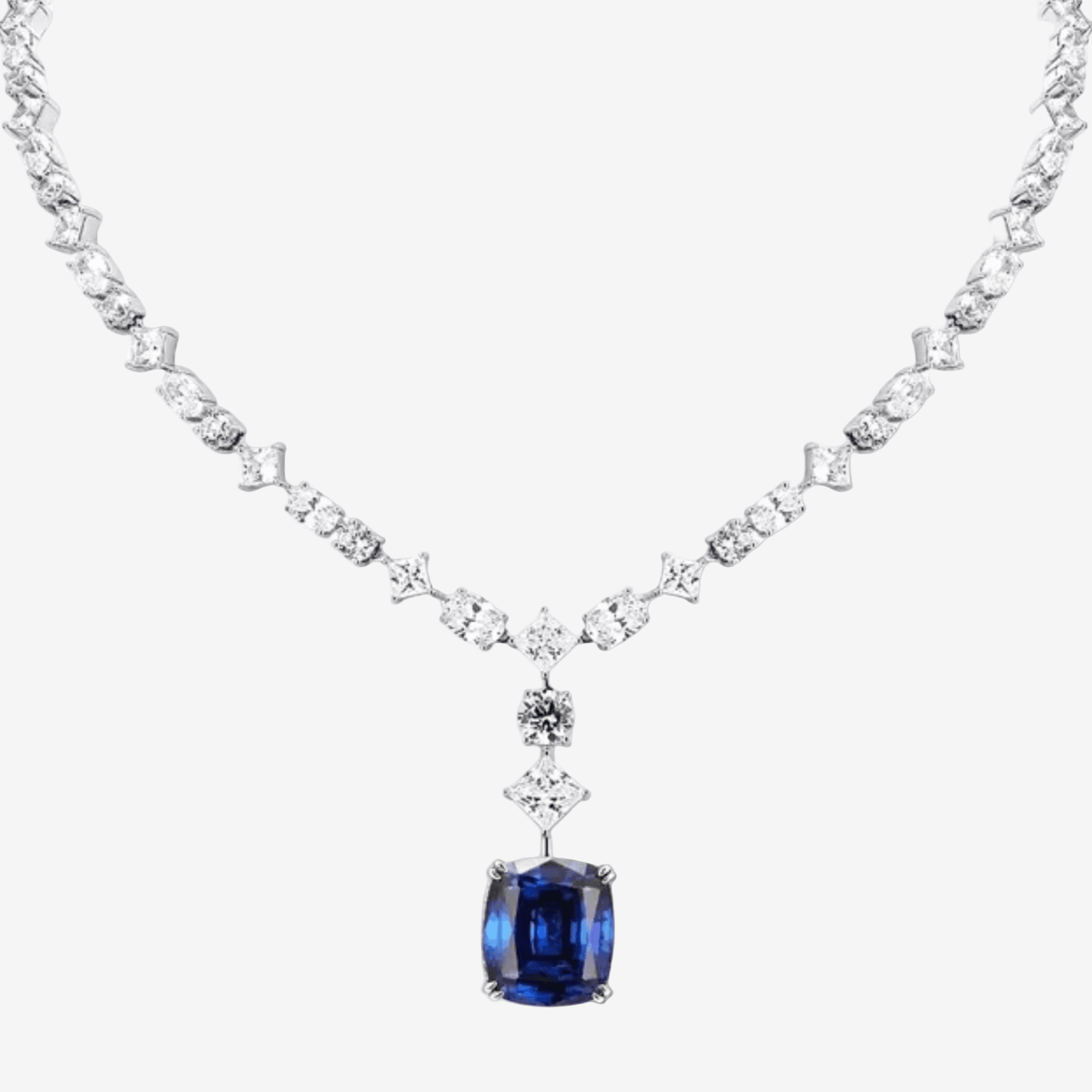 Cushion Cut Blue Sapphire Pendant - MargalitRings