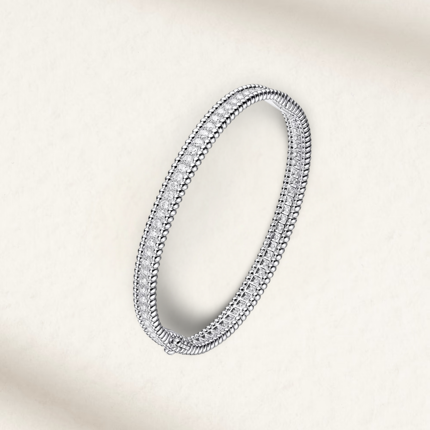 Diamond 1 Row Bangle, Sterling Silver