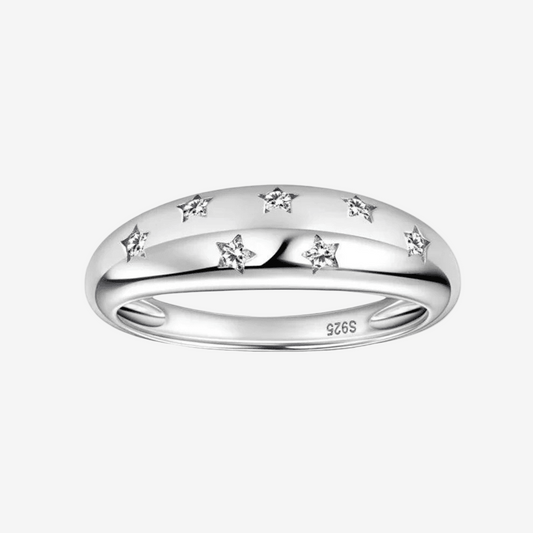 Scattered Star Inlay Ring, Sterling Silver - MargalitRings