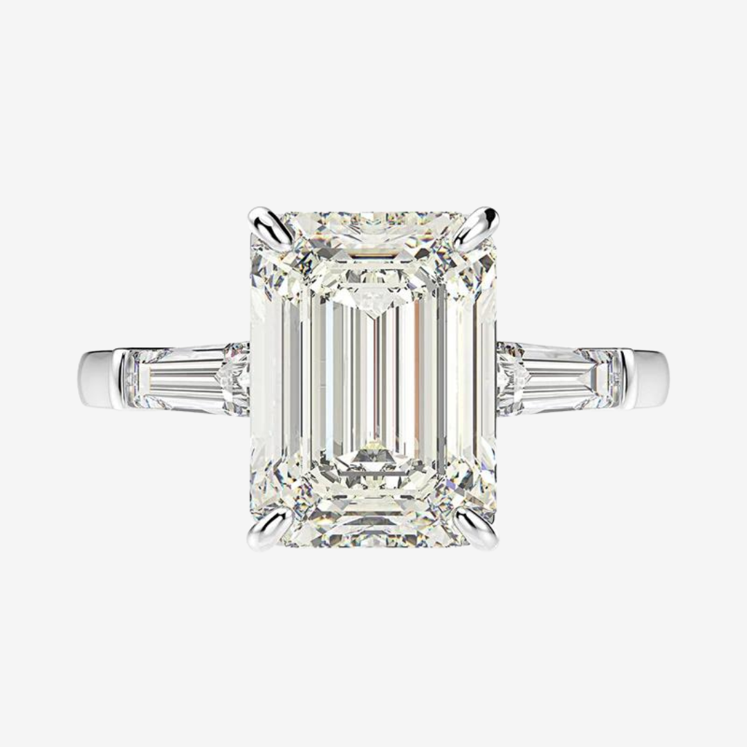 Emerald cut faux diamond ring discount