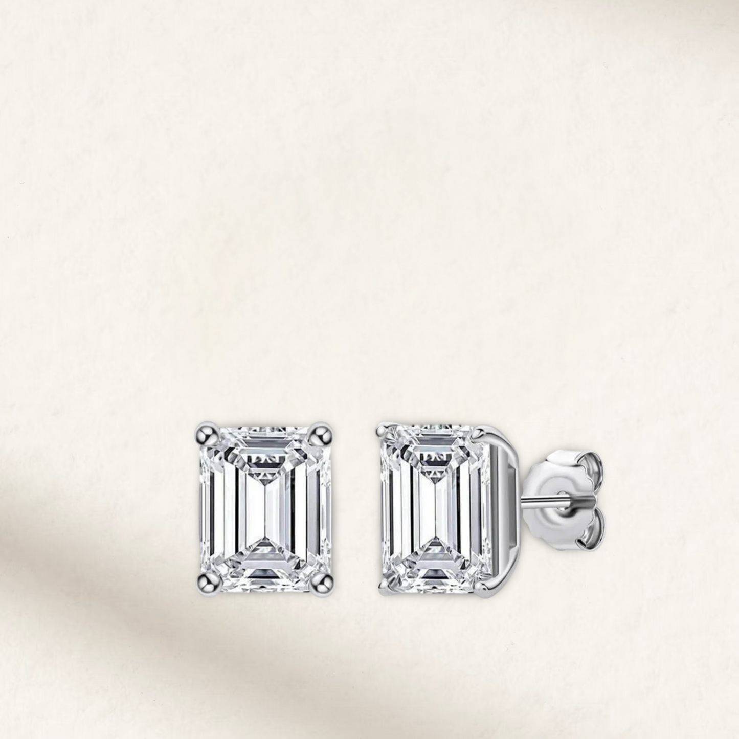 Emerald Cut Lab Made Stud Earrings in Sterling Silver