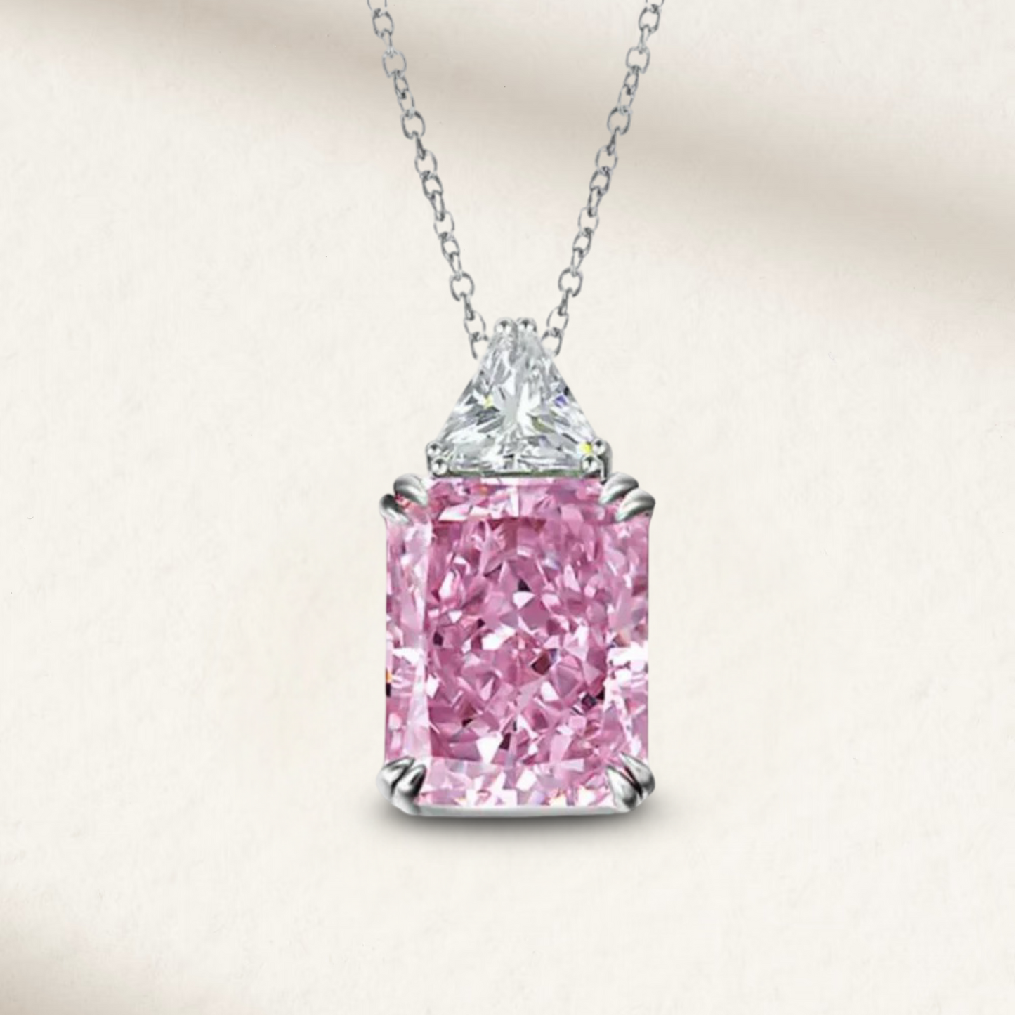 Fancy Pink, Radiant Cut, Pendant Necklace, 14 Carat