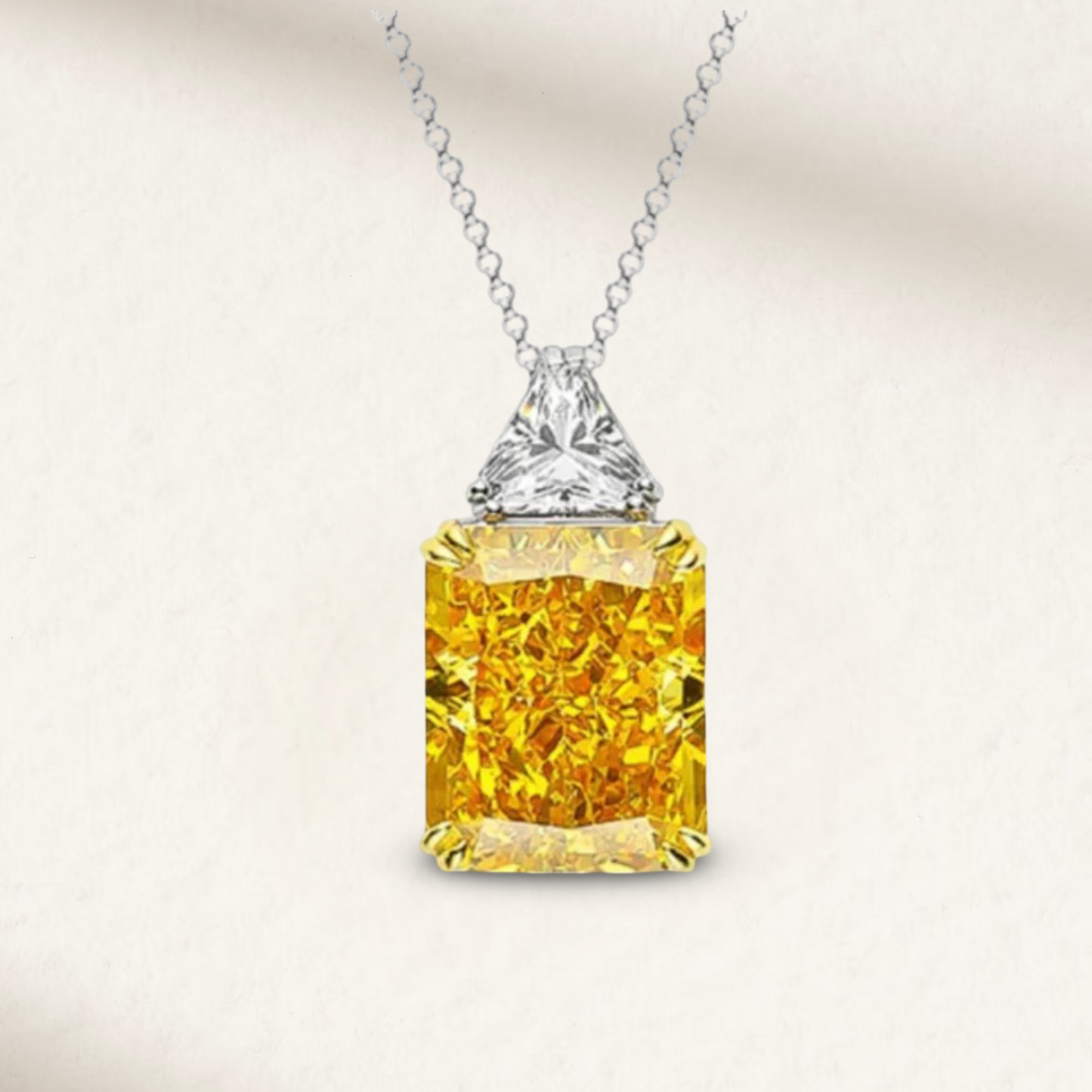 Fancy Yellow, Radiant Cut, Pendant Necklace, 14 Carat