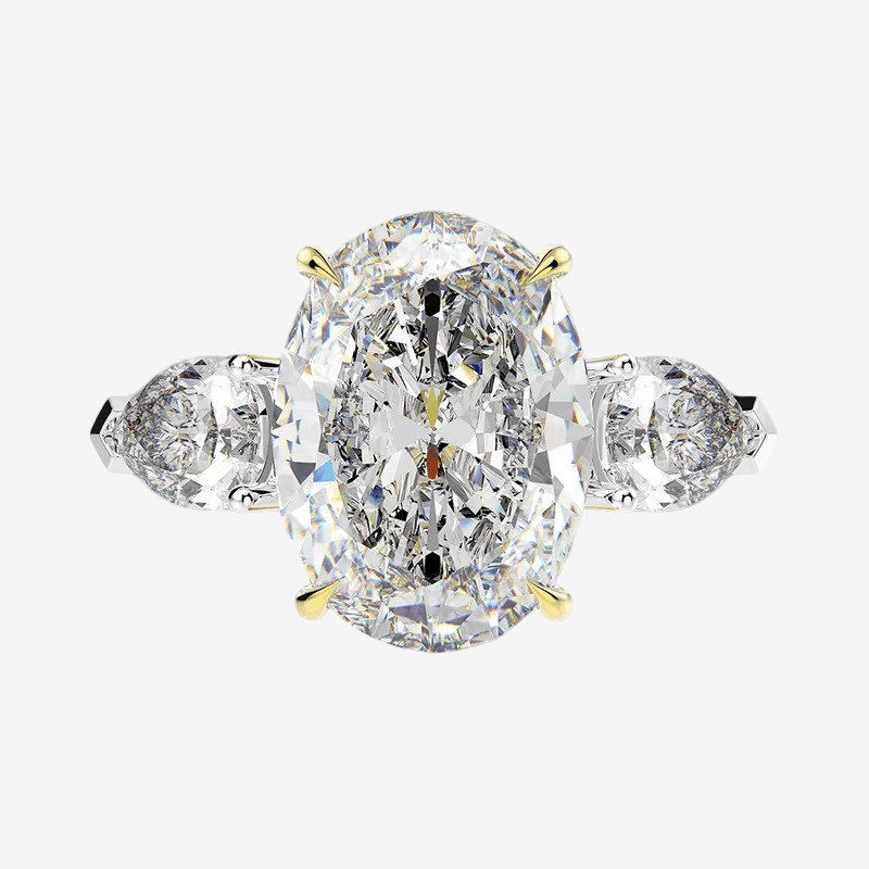 Frida Engagement Ring, Oval Cut Sterling Silver, 4 Carats - MargalitRings