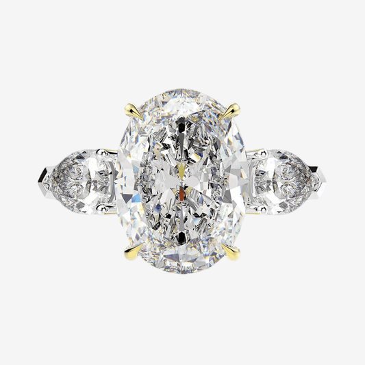 Frida Engagement Ring, Oval Cut Sterling Silver, 4 Carats - MargalitRings