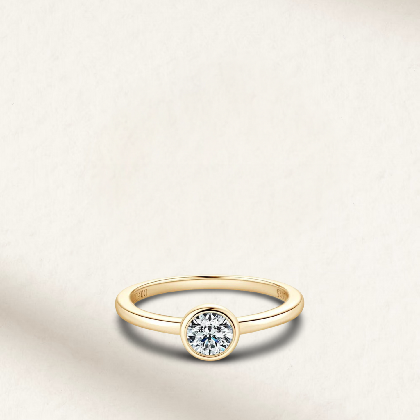 Round, Bezel Set, Engagement Ring, 0.5 Carats, Yellow Gold
