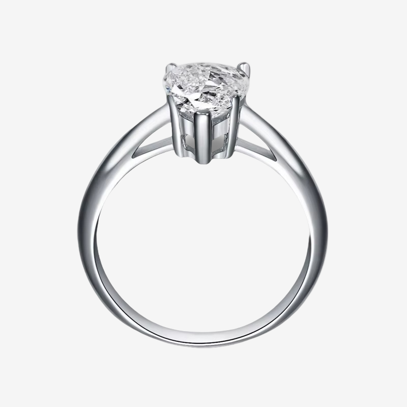 Pear Shape Engagement Ring, 2 Carats, Sterling Silver