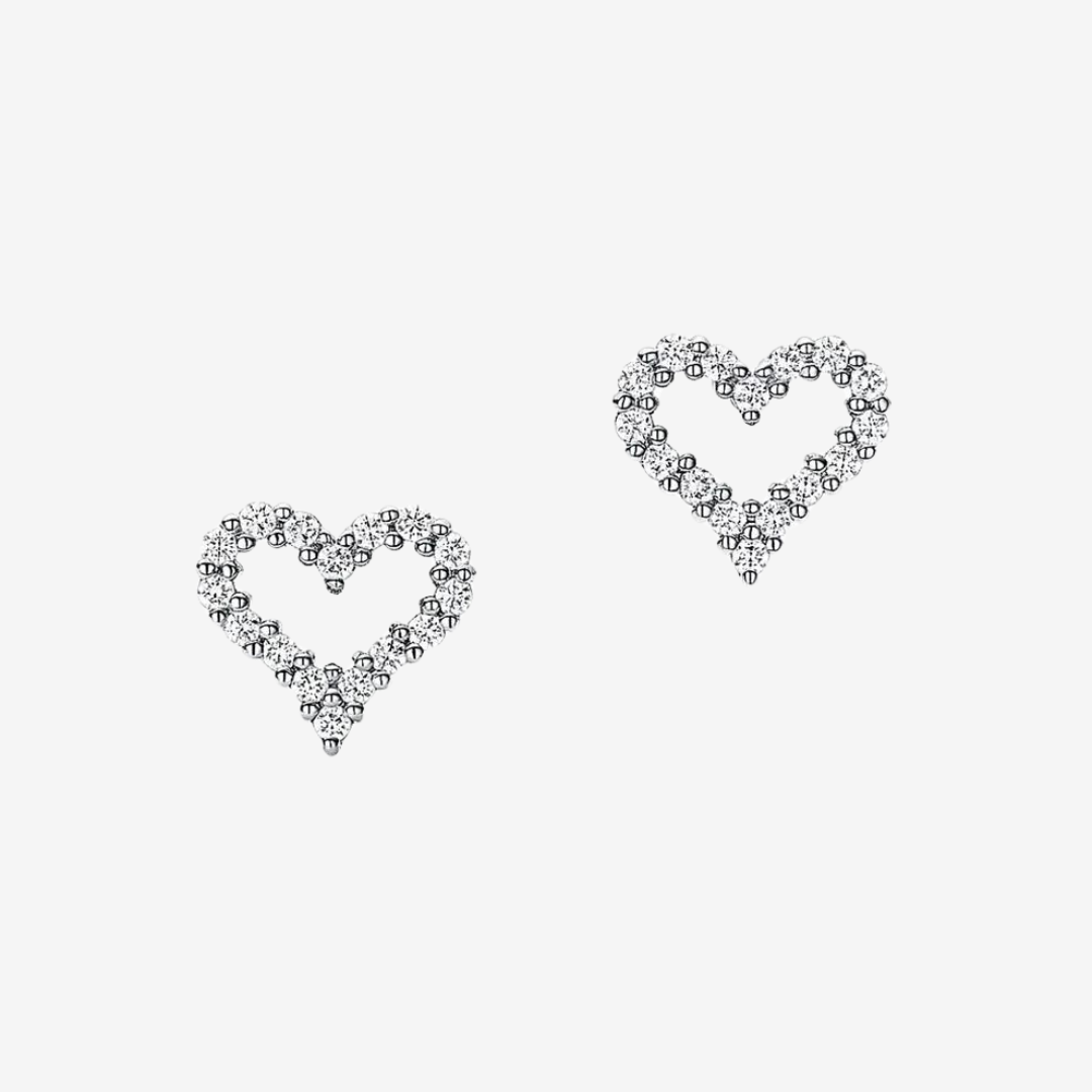 Heart-shaped moissanite bridal earrings in 925 sterling silver, featuring a sparkling and romantic design by Margalit Rings gifts for her