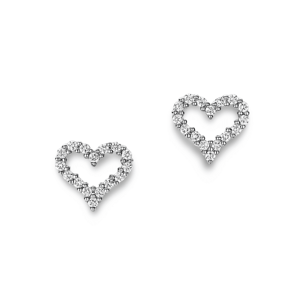 Heart Shape Silhouette, Bridal Studs, Sterling Silver - MargalitRings