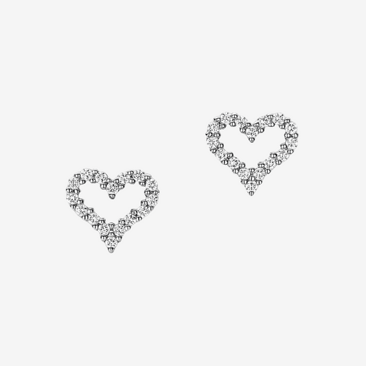 Heart Shape Silhouette, Bridal Studs, Sterling Silver - MargalitRings