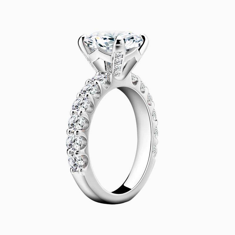 Round Cut Engagement Ring, 3 Carats, Sterling Silver - MargalitRings