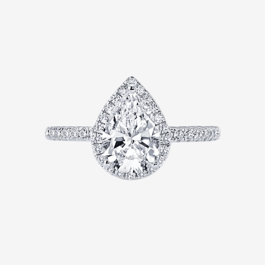 Pear Shape Halo Engagement Ring, 2 Carats - MargalitRings