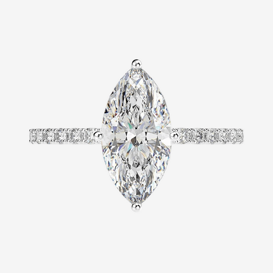 Marquise Cut Engagement Ring, 2 Carats, Sterling Silver - MargalitRings