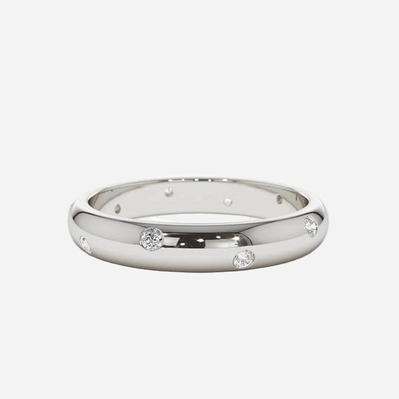 Scattered Inlay Wedding Band, Sterling Silver - MargalitRings