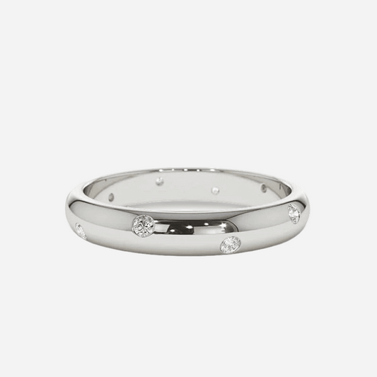 Scattered Inlay Wedding Band, Sterling Silver - MargalitRings