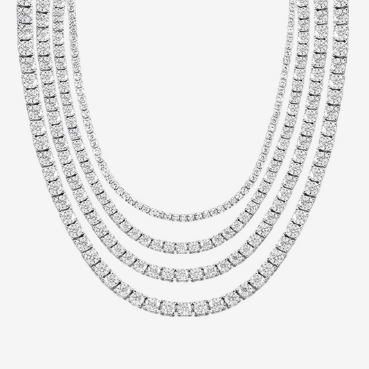 Our exceptional moissanite tennis necklace in 925 Sterling Silver is an exceptional piece to wear everyday or on special occasions with eveningwear and gowns