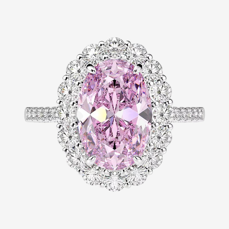 Oval Cut, 5 Carat, Pink Oval, Fancy Pink, Cocktail Ring, Sterling Silver