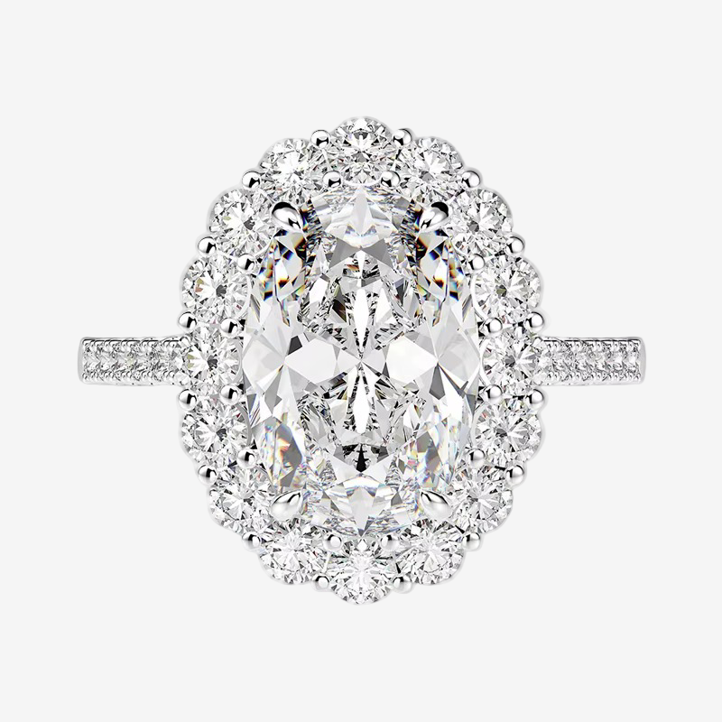 Oval Cut, 5 Carat, White Brilliant, Cocktail Ring, Sterling Silver
